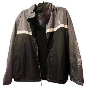 US Polo Assn Lined Men's Jacket, XXL, Hooded, Gray/Black/White